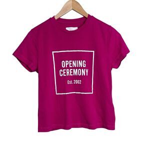 OPENING CEREMONY Box Logo Tee Shirt Womens Size XS Pink Top Graphic Crew Neck
